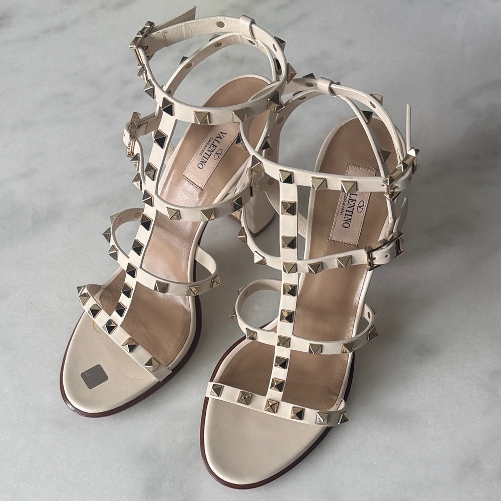 Valentino Women's Beige Studded Sandals